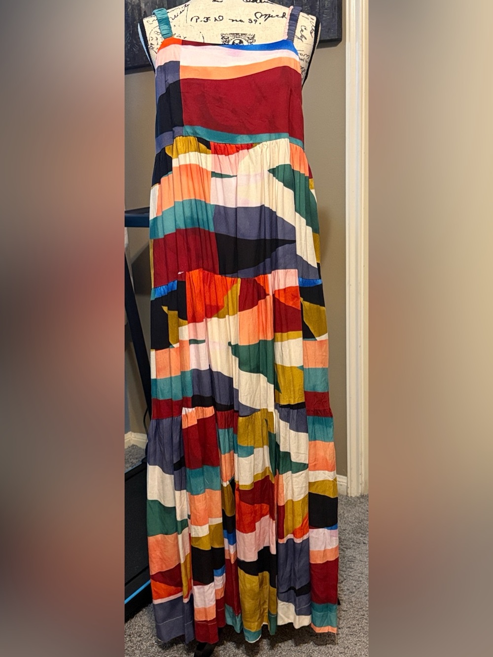 Vici Multi-Color Abstract Stripe Maxi Dress